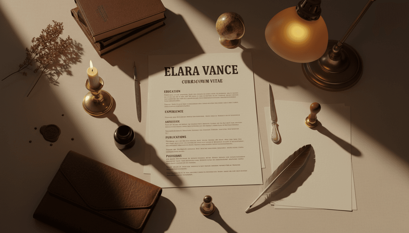 Dark Academia design aesthetic applied to professional resume